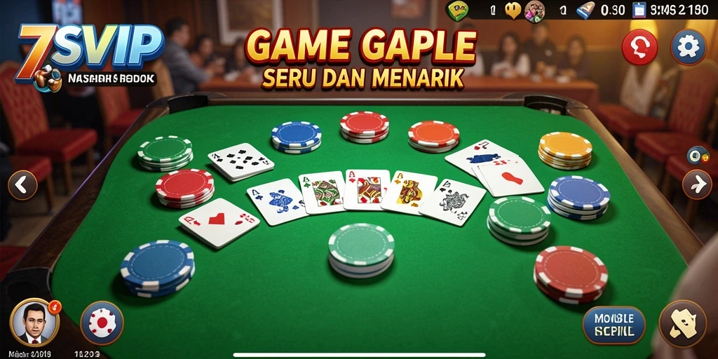 Tampilan menarik dari gameplay Gaple di 7SVIP.