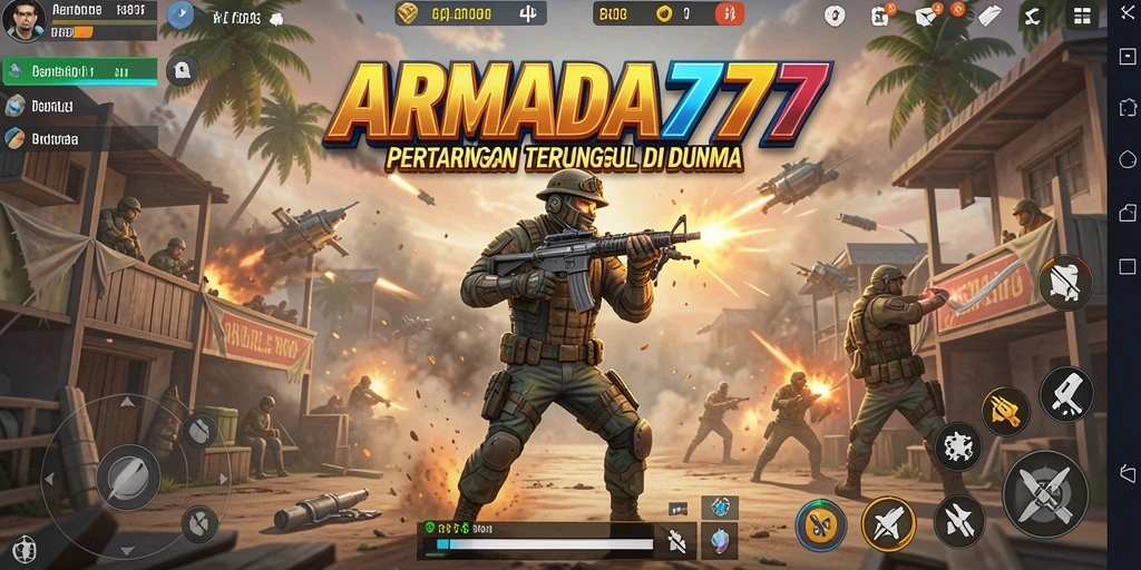 Tangkapan layar dari gameplay seru ARMADA777 Battle Royale.