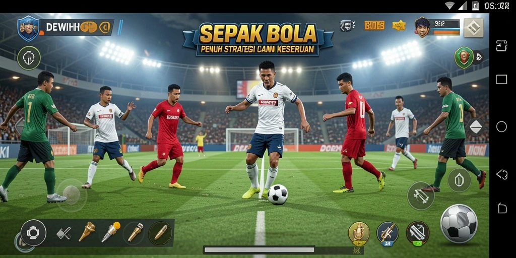Tampilkan gameplay seru dalam DEWIHOKI dengan aksi sepak bola yang mendebarkan.