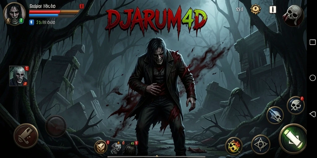Tampilan gameplay menegangkan dari DJARUM4D yang penuh dengan elemen horor.