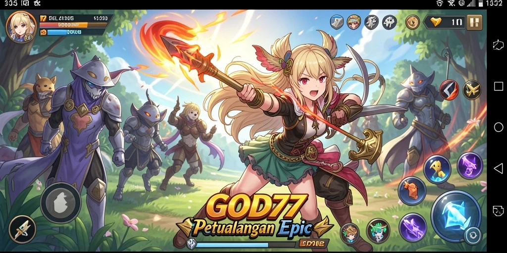 Menunjukkan aksi seru dalam permainan Anime GOD77.