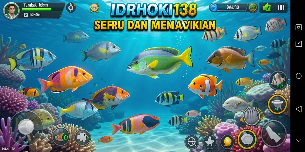 Tangkapan layar gameplay <strong>IDRHOKI138</strong> menampilkan aksi menembak ikan yang seru.