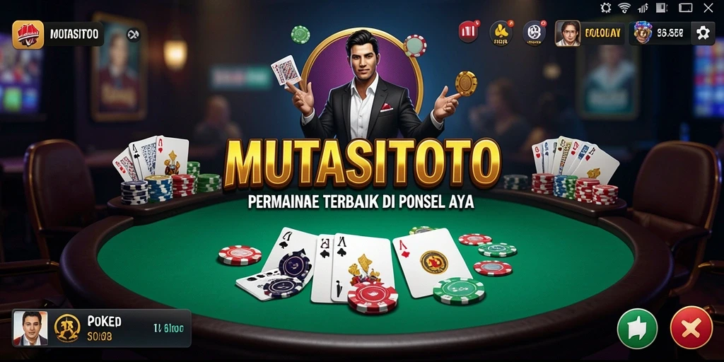 Screenshot utama game Poker MUTASITOTO yang menunjukkan gameplay seru.