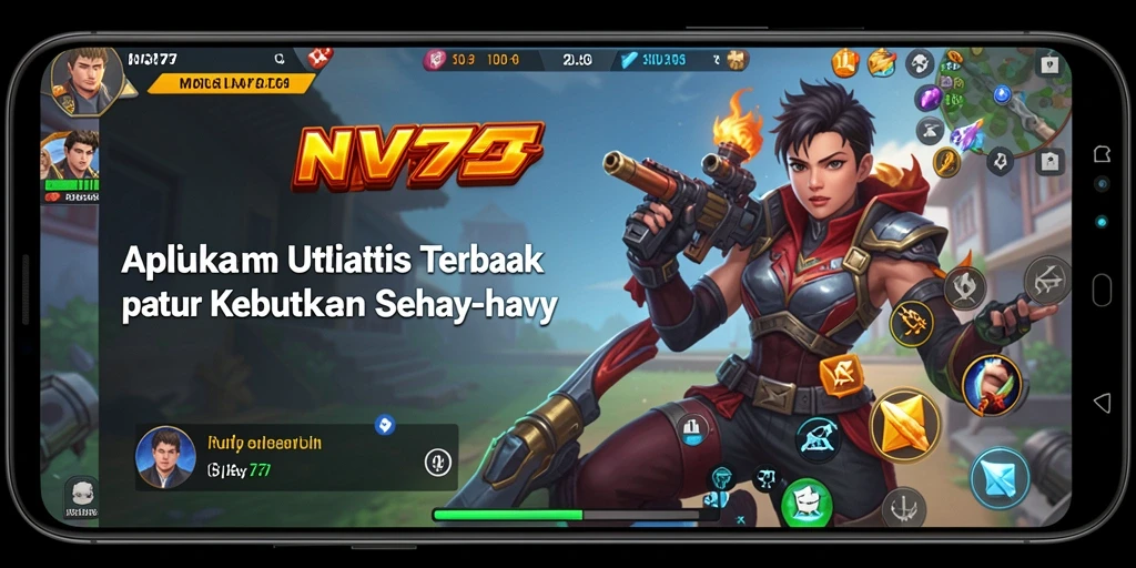 Tampilan utama NV77 menunjukkan berbagai fitur utilitas yang bermanfaat.