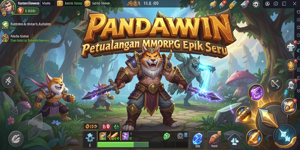 Tangkapan layar gameplay PANDAWIN yang menampilkan aksi seru di dunia MMORPG.