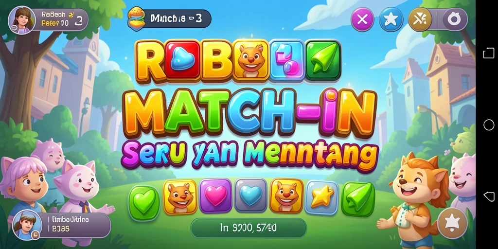 Tampilan gameplay seru di REBAHIN dengan objek match-3 yang berwarna-warni.
